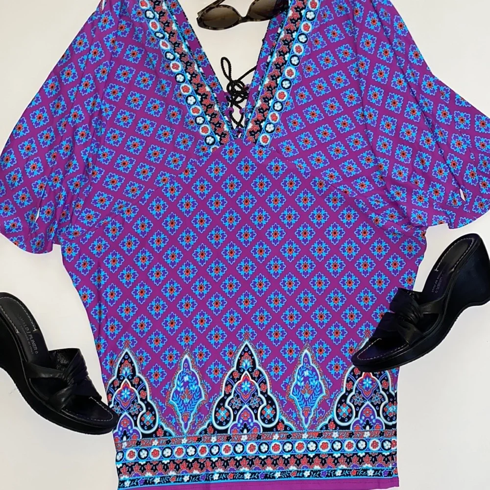 ❤️HOST PICK❤️🏊‍♀️NANETTE LEPORE SWIM Moroccan Deep V Swim Suit Cover-Up - Picture 8 of 10